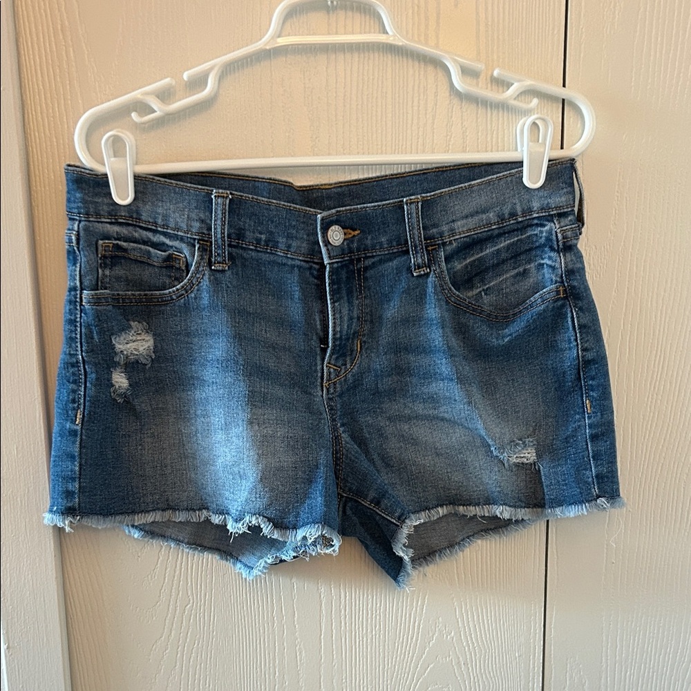 Old Navy Dark Blue Distressed Jean Shorts